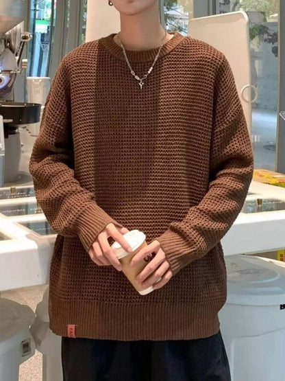 Men's Plus Size Round Neck Long Sleeve Sweater - Tredona LLC