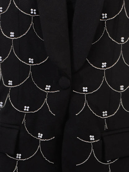 Pearl Detail Long Sleeve Blazer - Tredona LLC