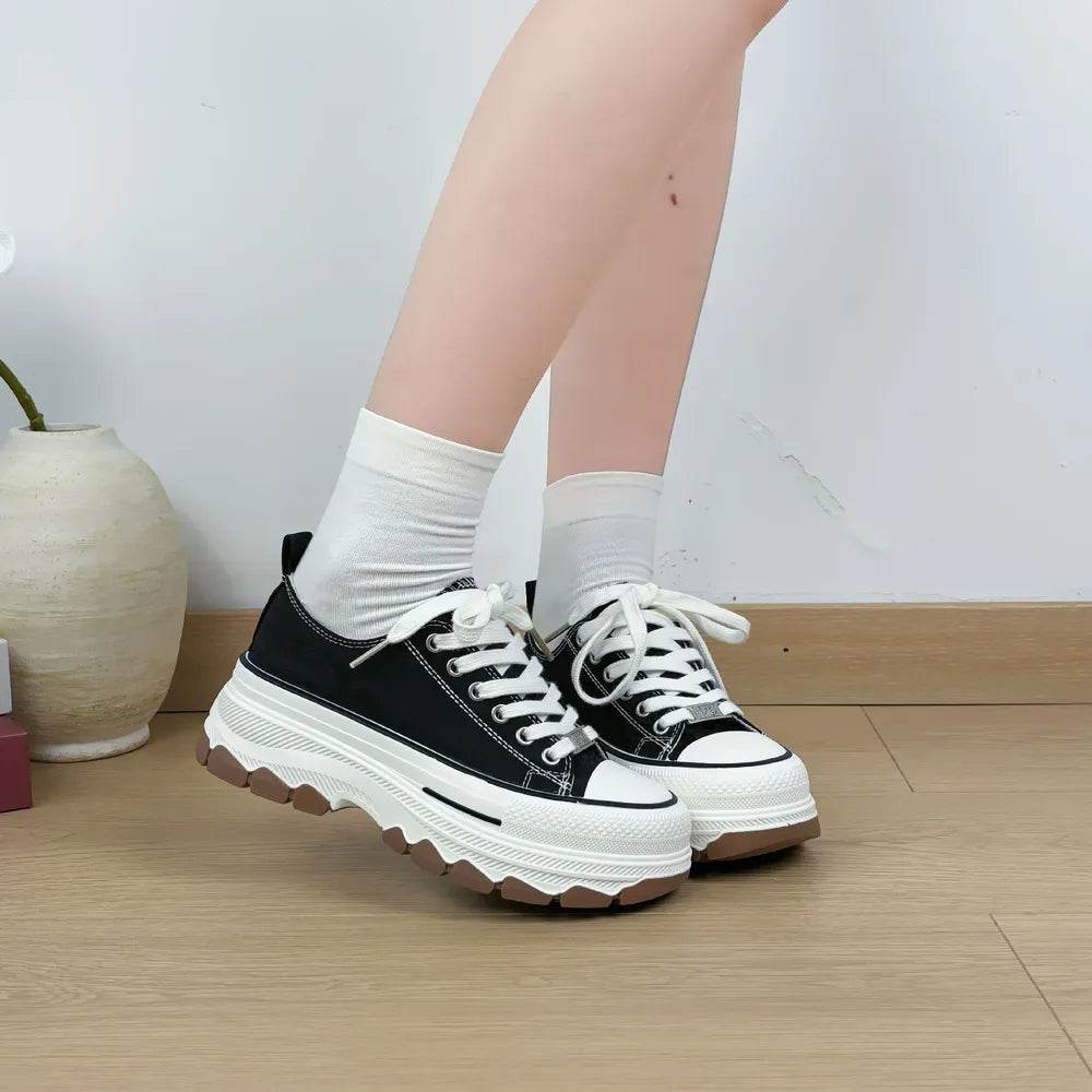 Lace-Up Canvas Platform Sneakers - Tredona LLC