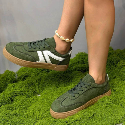 Lace Up Round Toe Contrast Sneakers - Tredona LLC