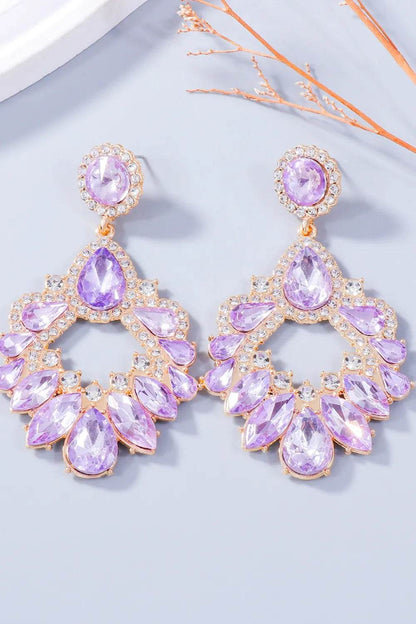 Alloy Rhinestone Dangle Earrings - Tredona LLC
