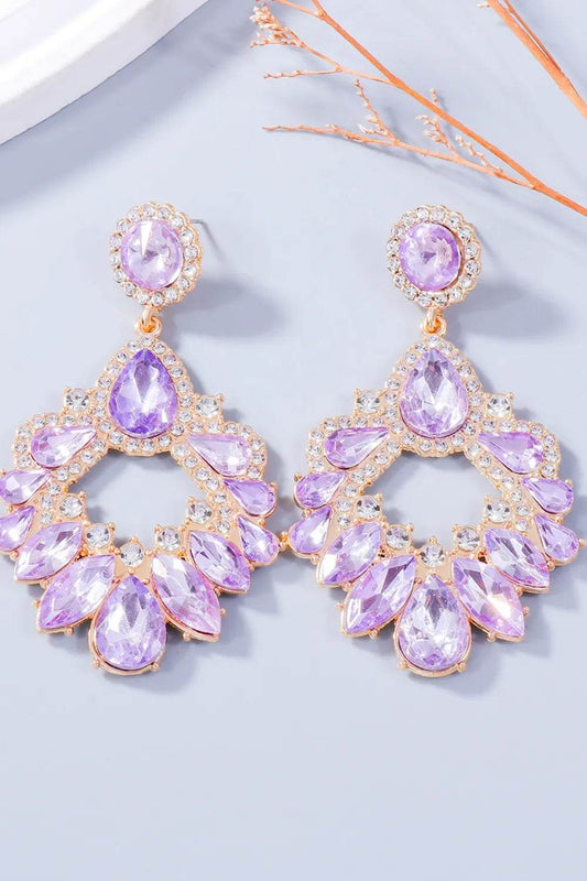 Alloy Rhinestone Dangle Earrings - Tredona LLC