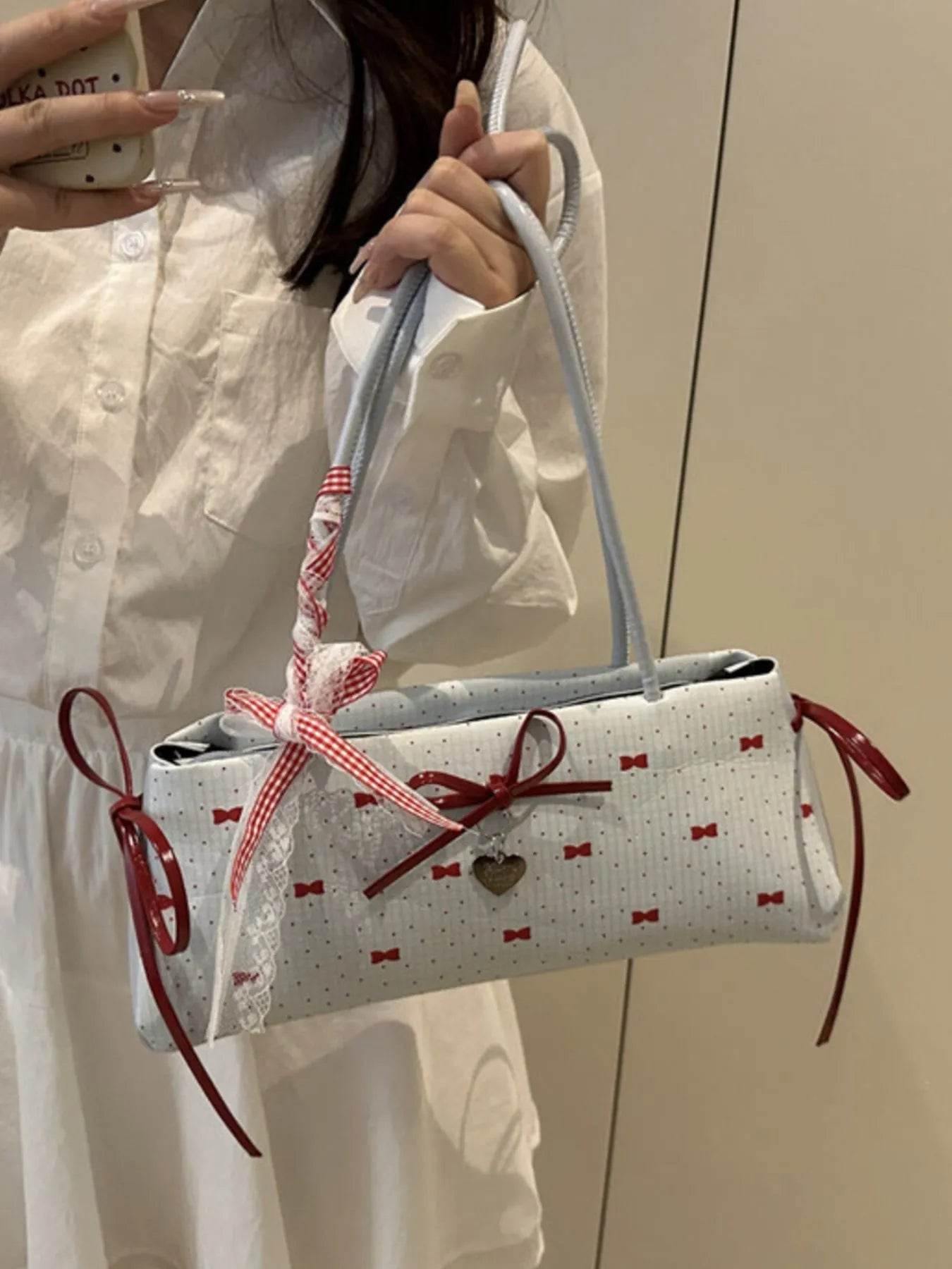 Bow Print Shoulder Bag - Tredona LLC