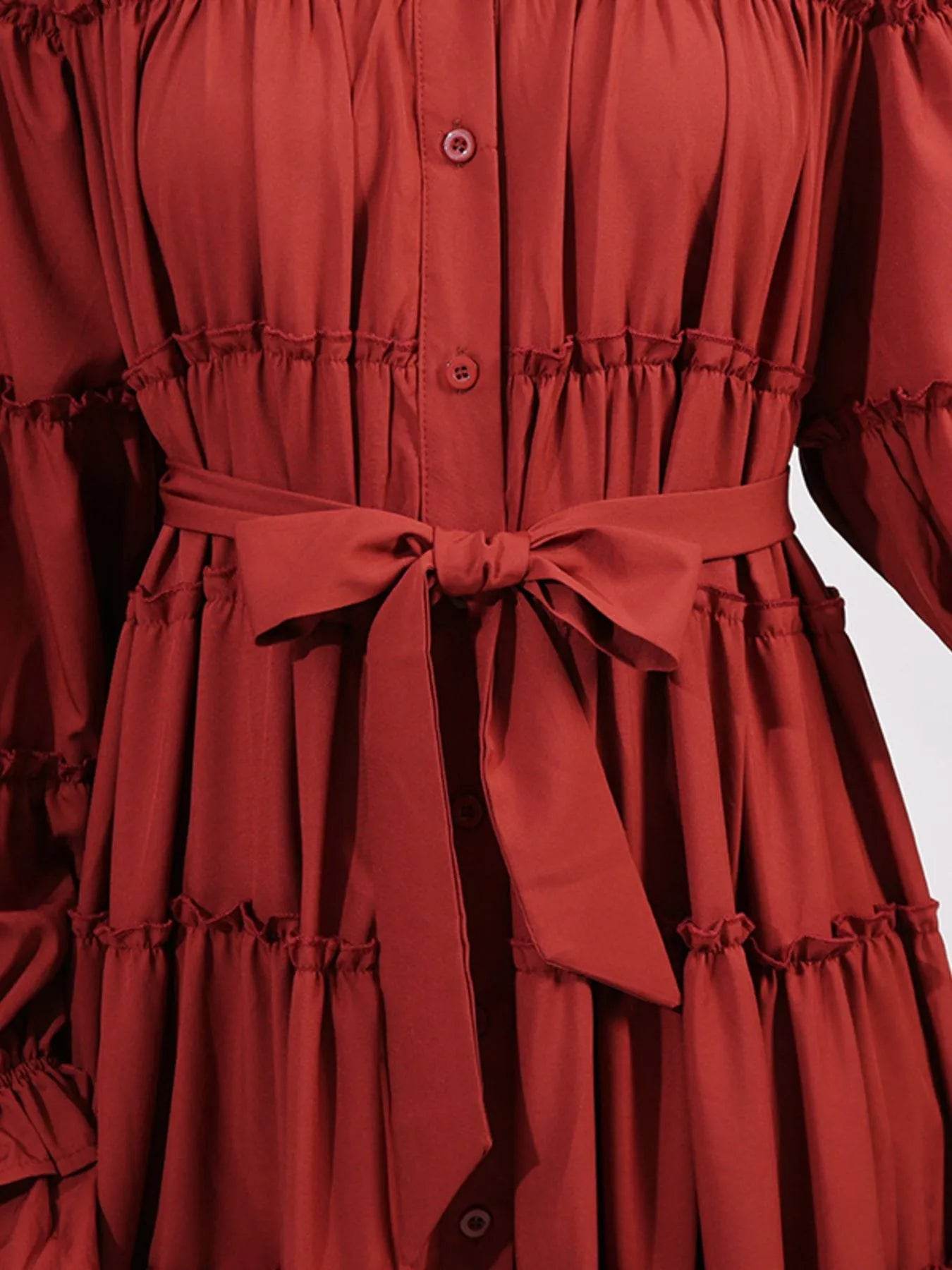 Tiered Tie Waist Maxi Dress - Tredona LLC