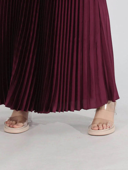 Button Up Long Sleeve Top and Pleated Skirt Set - Tredona LLC