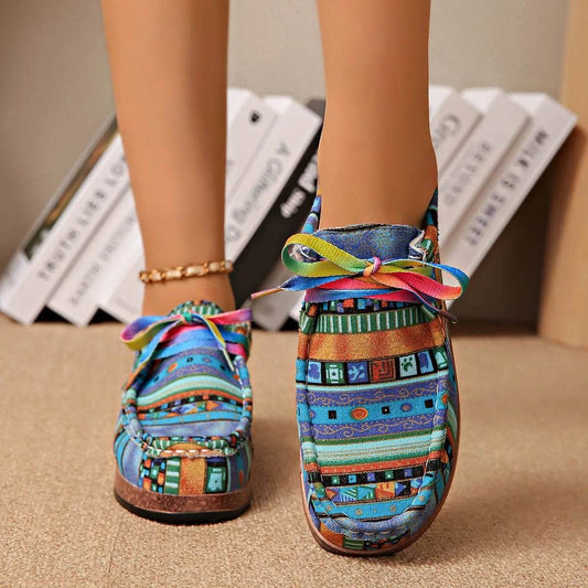 Printed Round Toe Sneakers - Tredona LLC