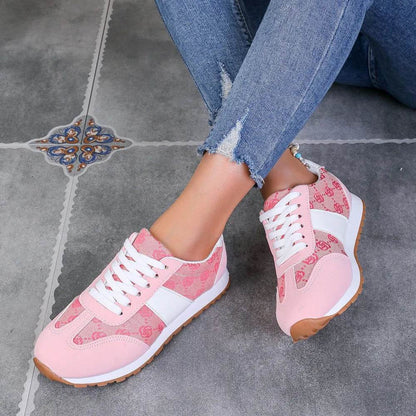 Contrast Round Toe Flat Sneakers - Tredona LLC