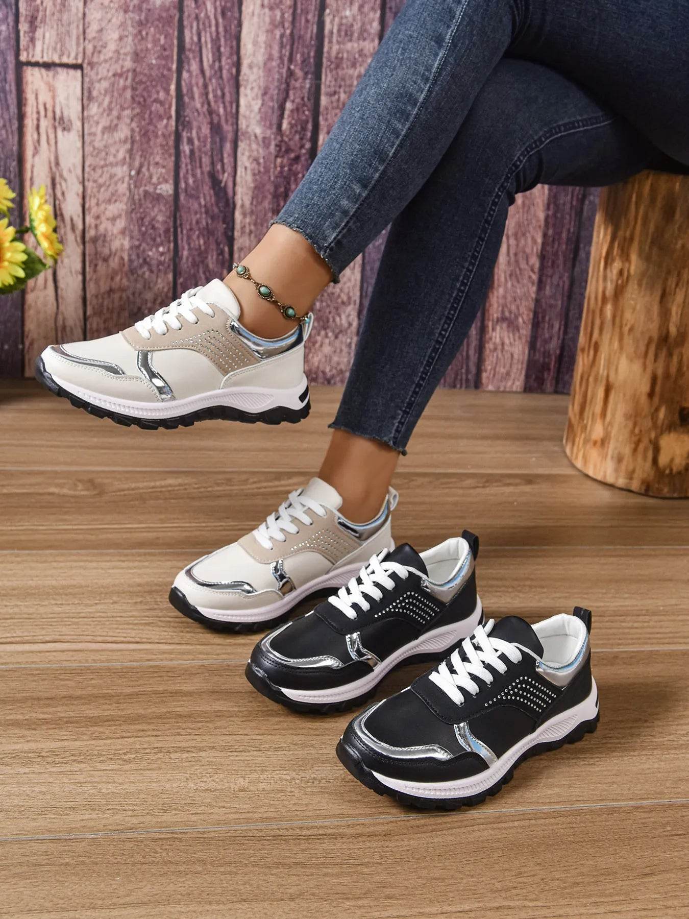 Lace Up Round Toe Sneakers - Tredona LLC