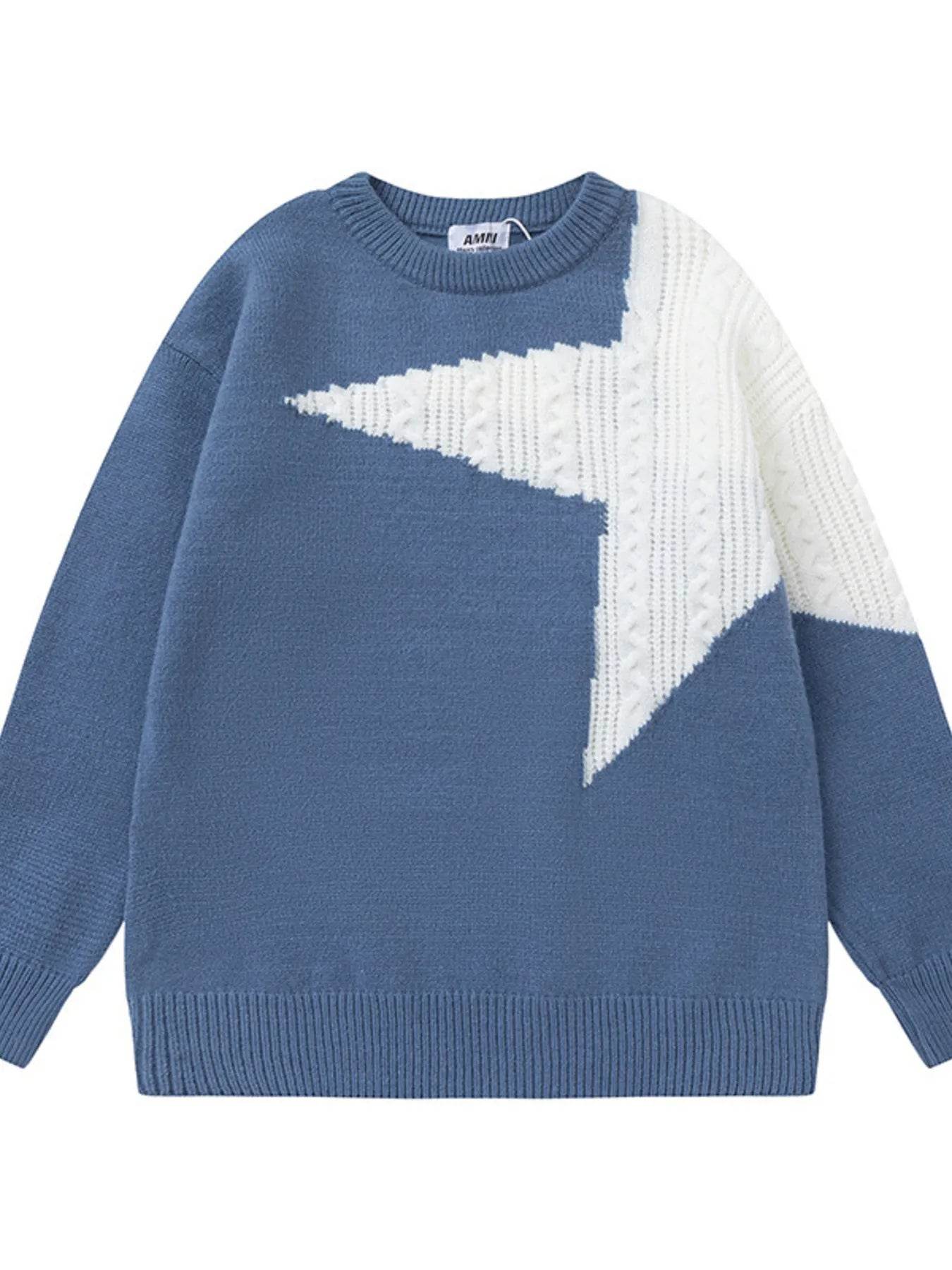 Men's Oversized Star Pattern Knit Sweater - Tredona LLC
