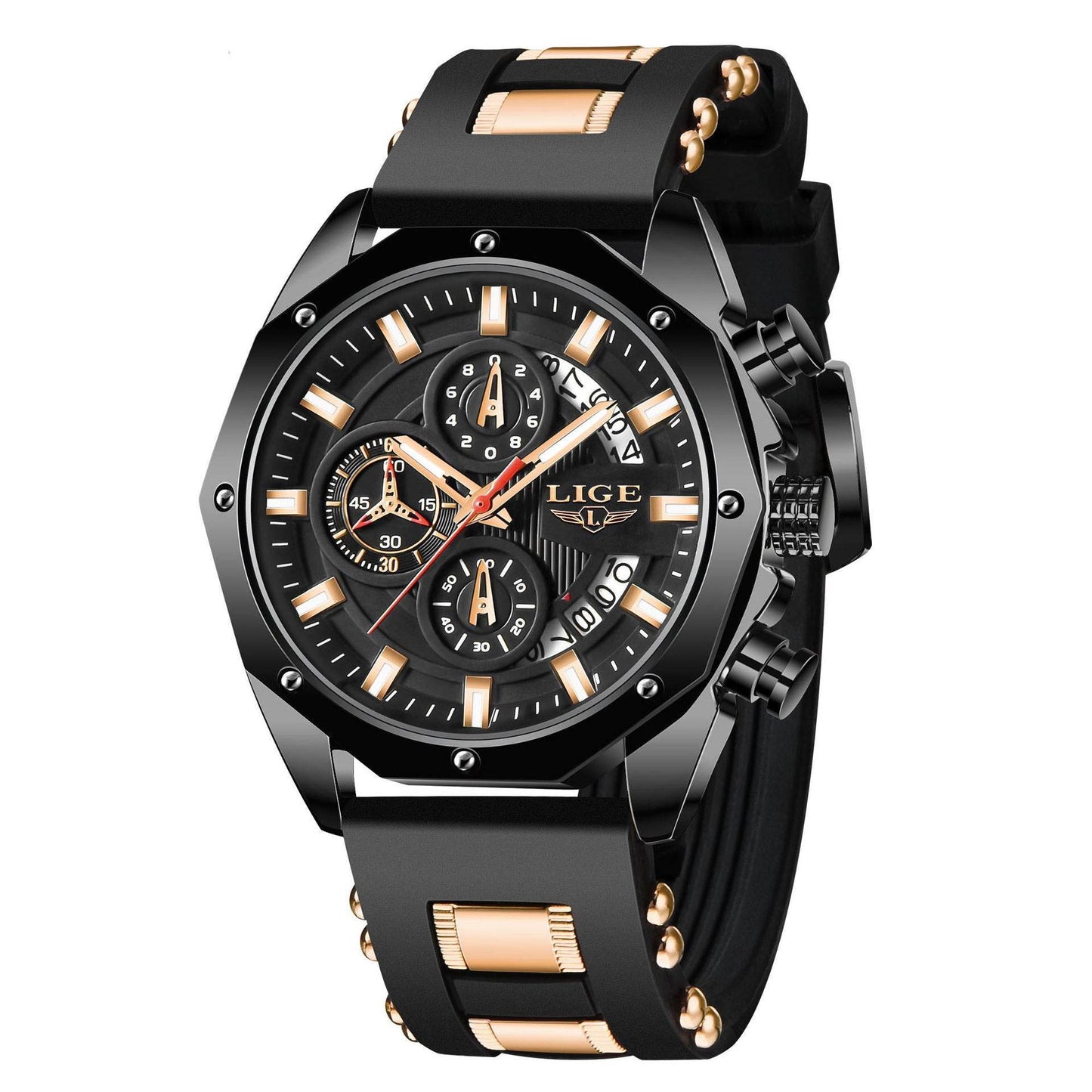 Fashion Mens Watches Top Brand Luxury Silicone Sport Watch Men Quartz Date Clock Waterproof Wristwatch Chronograph - Tredona LLC