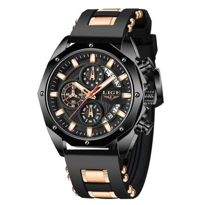 Fashion Mens Watches Top Brand Luxury Silicone Sport Watch Men Quartz Date Clock Waterproof Wristwatch Chronograph - Tredona LLC