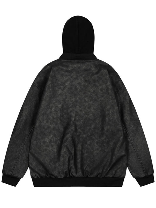 Men's Drawstring Washed Zip Up Hooded Jacket - Tredona LLC