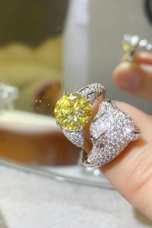 2 Carat Yellow Moissanite Animal Bypass Ring - Tredona LLC