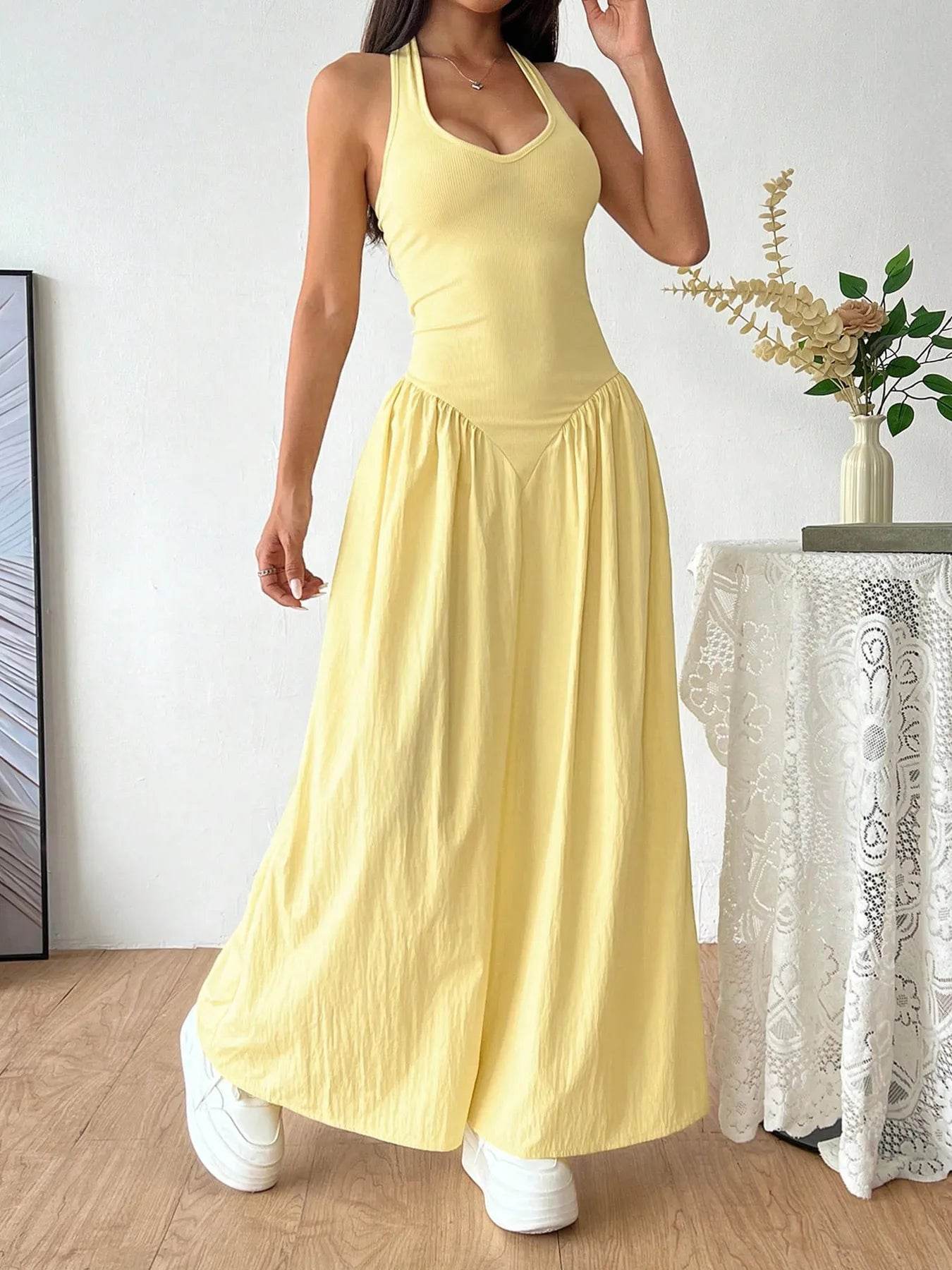 Halter Neck Maxi Dress - Tredona LLC