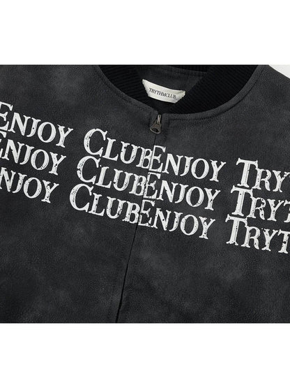 Men's Zip Up Letter Graphic Bomber Jacket - Tredona LLC