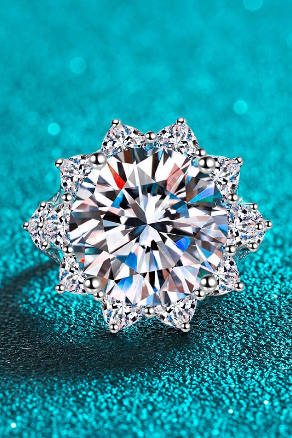 10 Carat Moissanite Flower-Shaped Ring - Tredona LLC