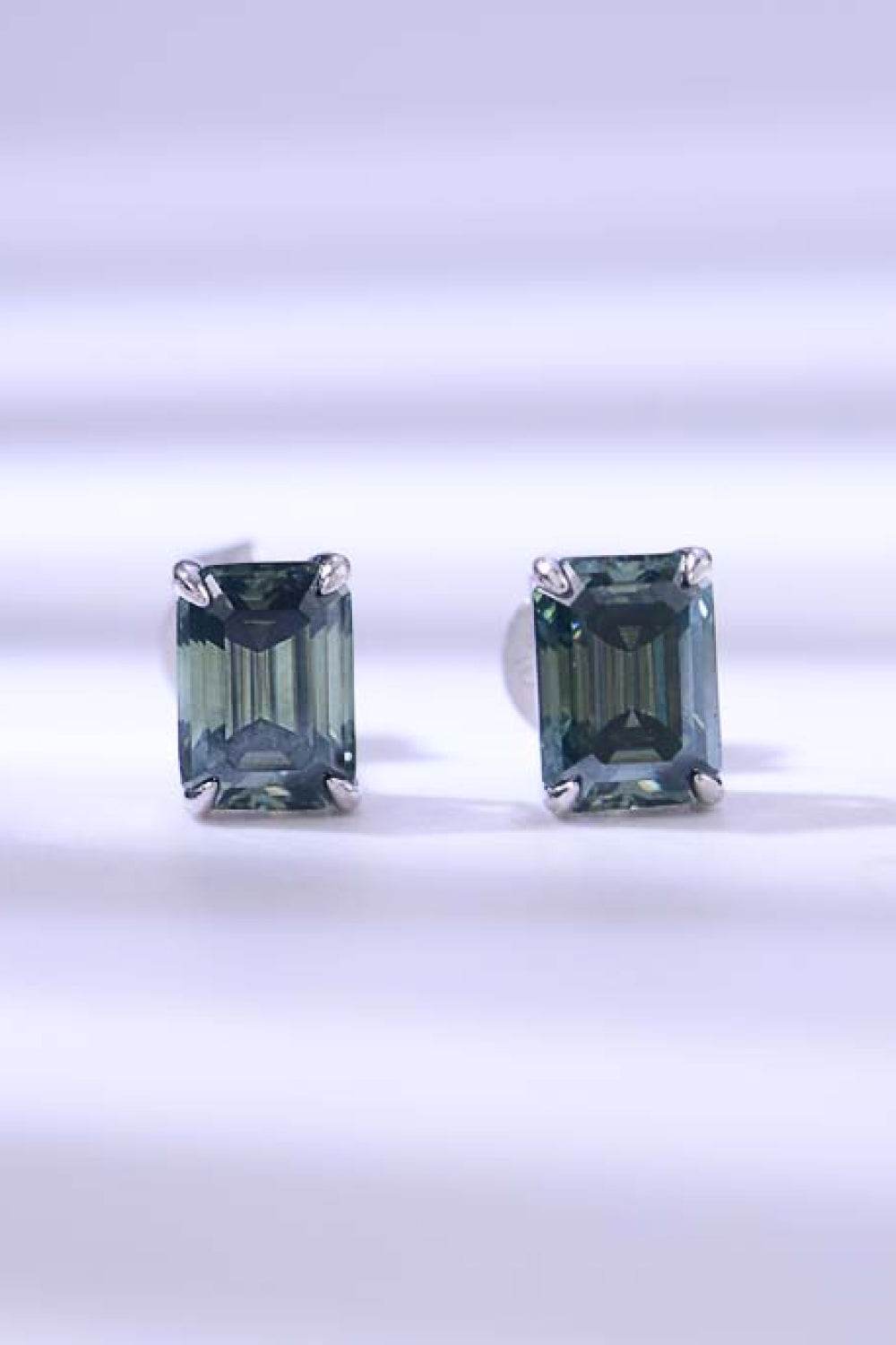 2 Carat Moissanite Stud Earrings in Green - Tredona LLC