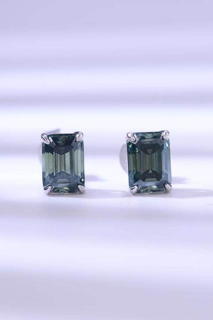 2 Carat Moissanite Stud Earrings in Green - Tredona LLC