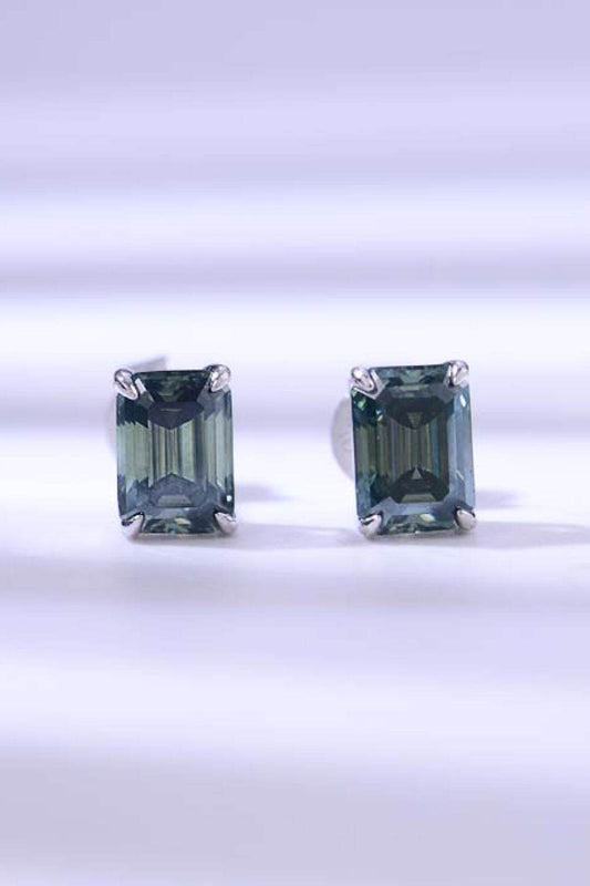2 Carat Moissanite Stud Earrings in Green - Tredona LLC