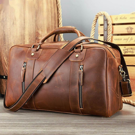 Retro Short-distance Travel Bag Genuine Leather Men - Tredona LLC