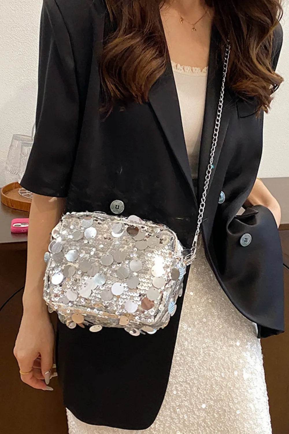 Sequin Chain Shoulder Bag - Tredona LLC