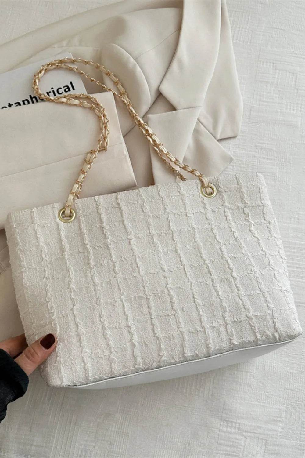 Polyester Texture Chain Tote bag - Tredona LLC