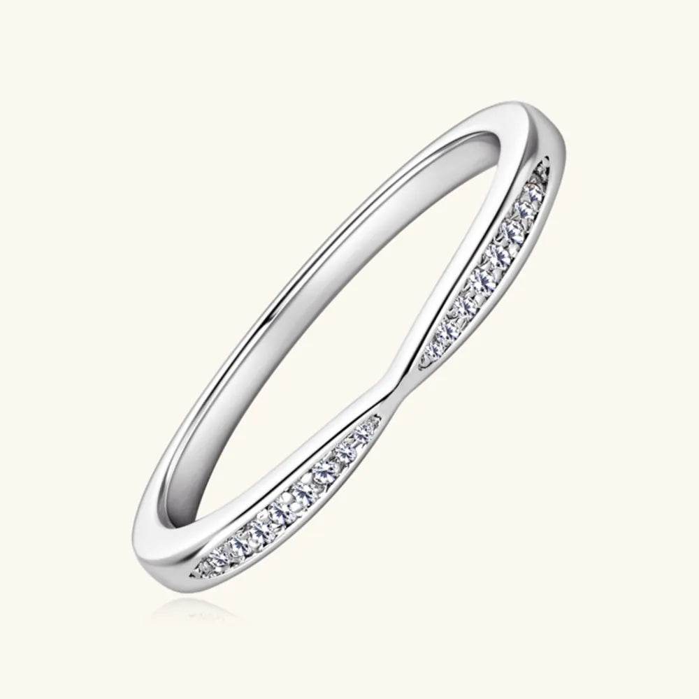 925 Sterling Silver Inlaid Moissanite Ring - Tredona LLC
