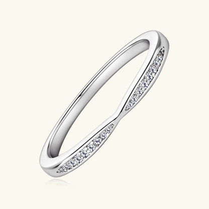 925 Sterling Silver Inlaid Moissanite Ring - Tredona LLC
