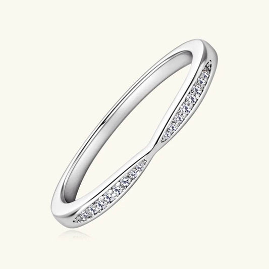 925 Sterling Silver Inlaid Moissanite Ring - Tredona LLC
