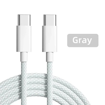 Usb C to Type C Fast Charging PD 60W Mobile Phone Date Cable For Iphone15 Android Samsung Huawei Type C Braided Charger Cable