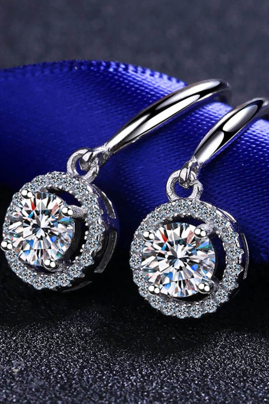 1 Carat Moissanite 925 Sterling Silver Drop Earrings - Tredona LLC