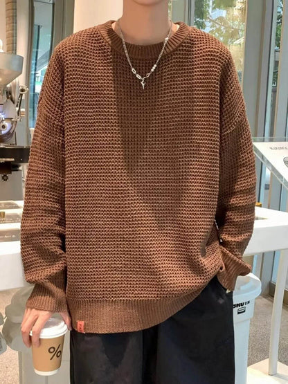 Men's Plus Size Round Neck Long Sleeve Sweater - Tredona LLC