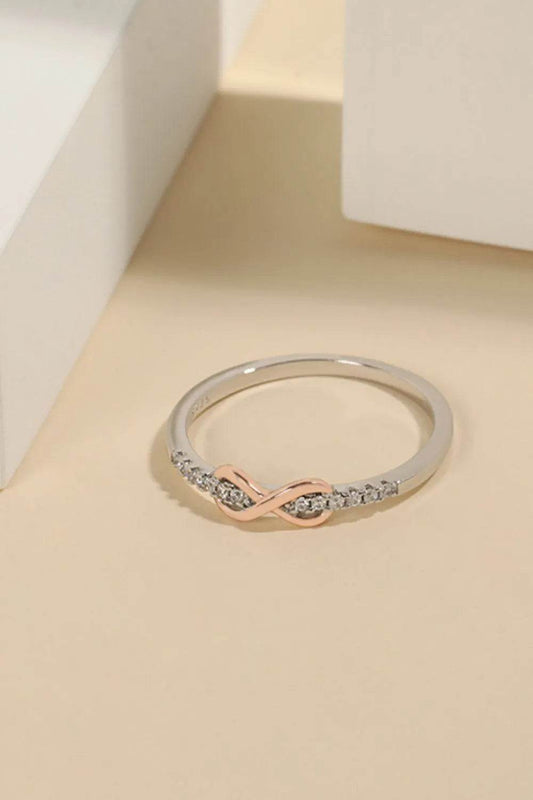 925 Sterling Silver Inlaid Zircon Infinity Symbol Ring - Tredona LLC