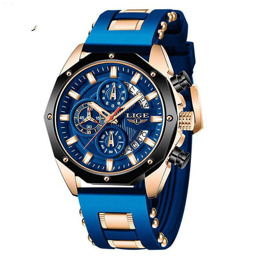 Fashion Mens Watches Top Brand Luxury Silicone Sport Watch Men Quartz Date Clock Waterproof Wristwatch Chronograph - Tredona LLC