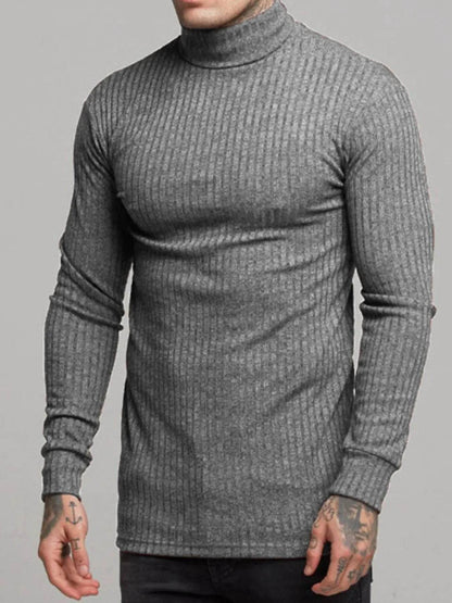 Men's Ribbed Turtleneck Long Sleeve Sweater - Tredona LLC