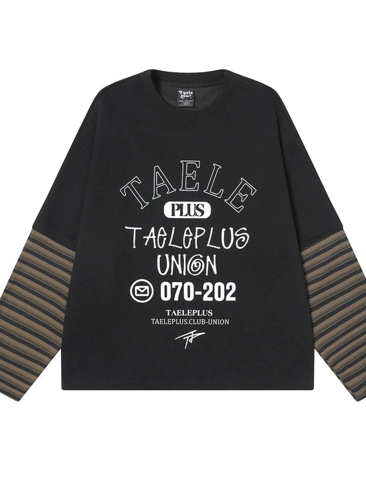 Men's Letter Graphic Striped Long Sleeve T-Shirt - Tredona LLC