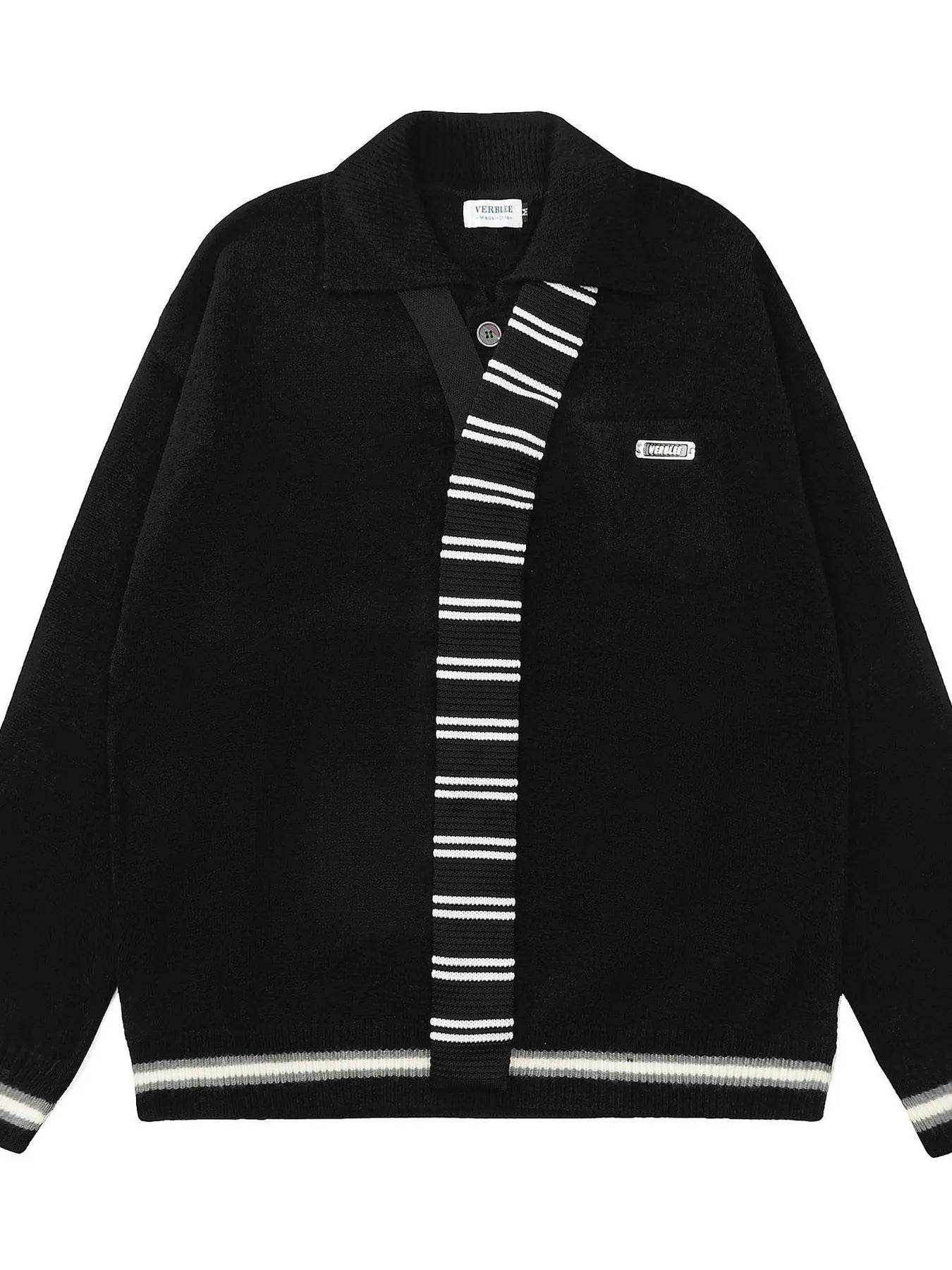 Men's Striped Contrast Long Sleeve Sweater - Tredona LLC