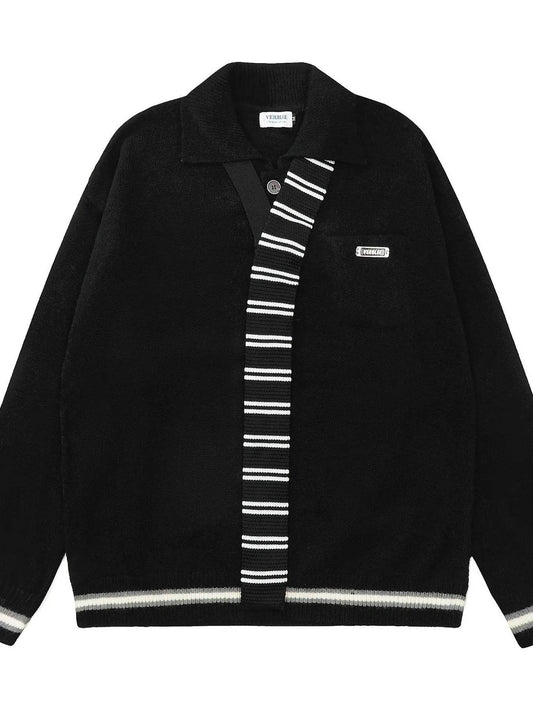 Men's Striped Contrast Long Sleeve Sweater - Tredona LLC