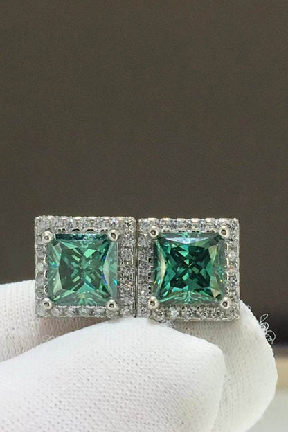 2 Carat Moissanite Square Stud Earrings - Tredona LLC