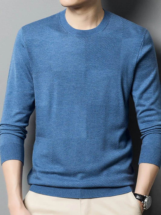 Men's Plus Size Round Neck Long Sleeve Sweater - Tredona LLC