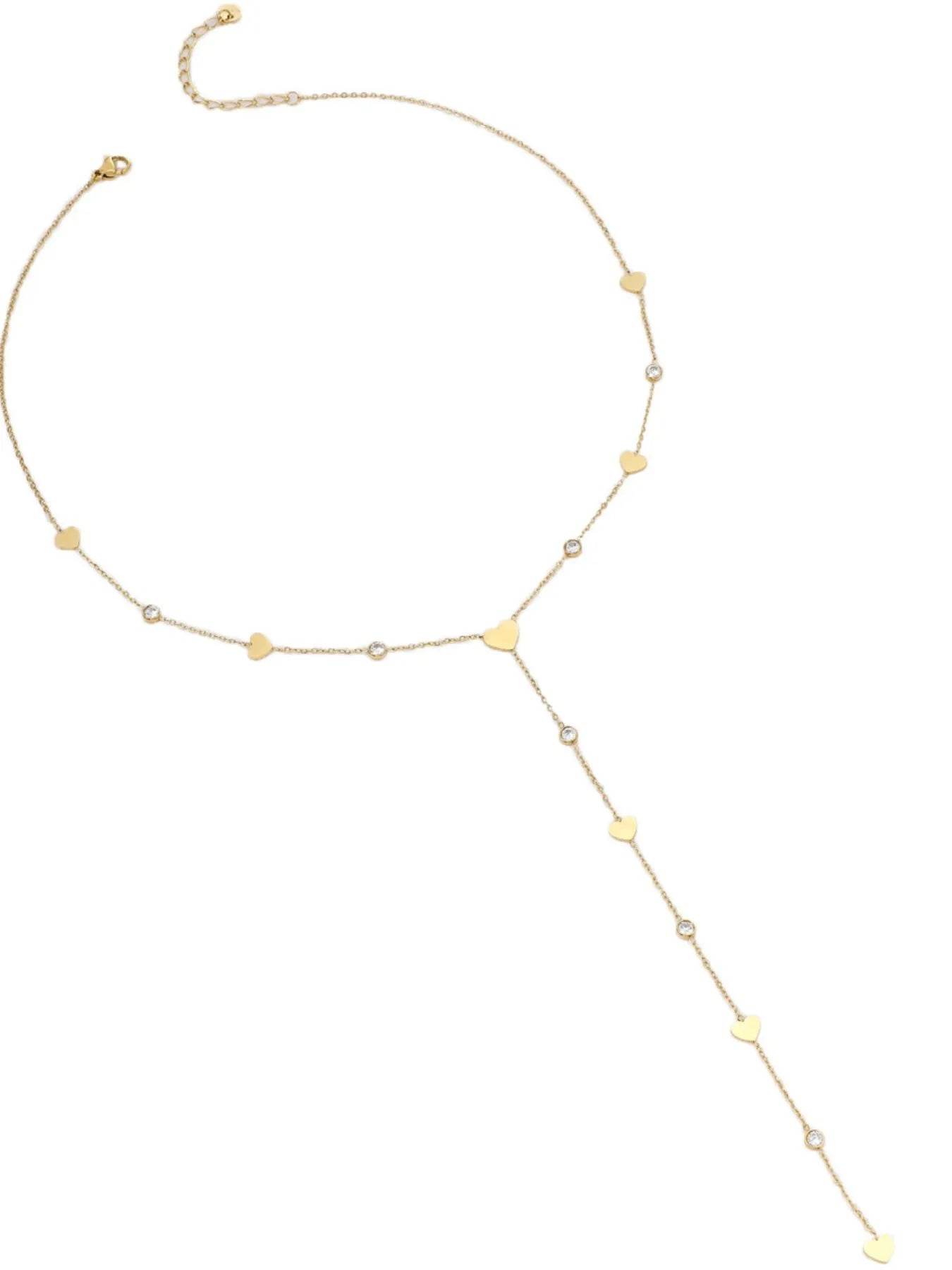 18K Gold-Plated Heart Zircon Necklace - Tredona LLC