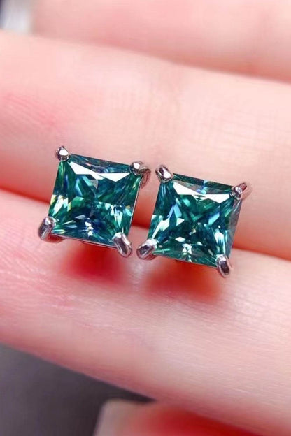 2 Carat Square Moissanite Four-Prong Earrings - Tredona LLC