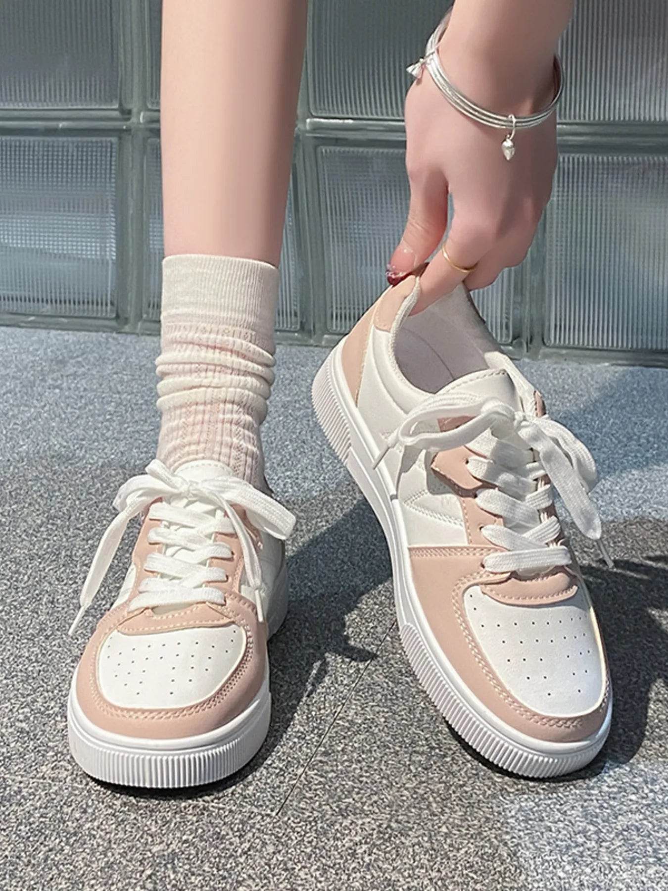 Lace Up Round Toe Sneakers - Tredona LLC