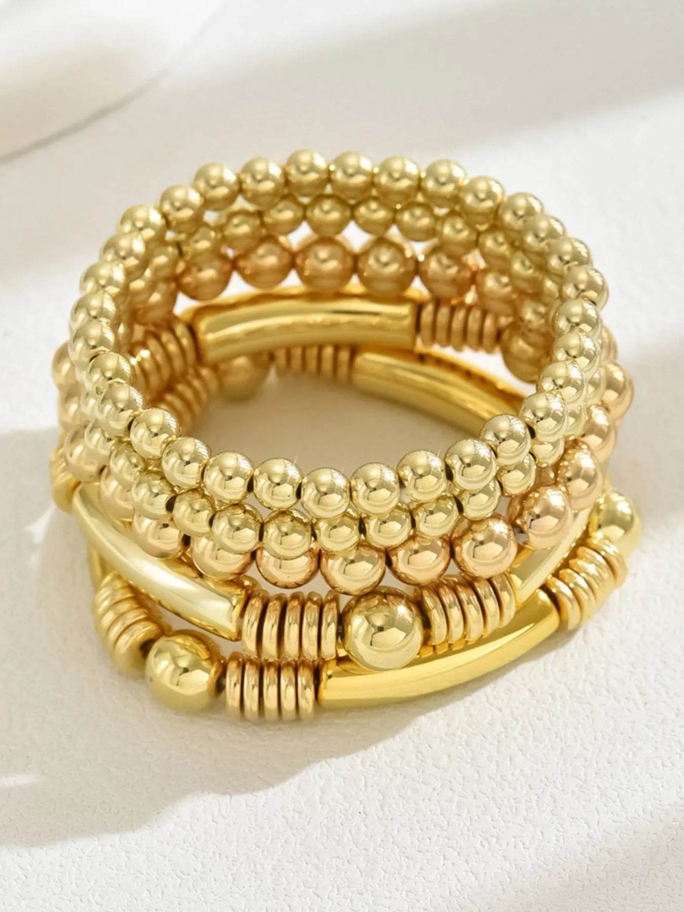 5 Piece Stainless Steel Beaded Bracelet - Tredona LLC