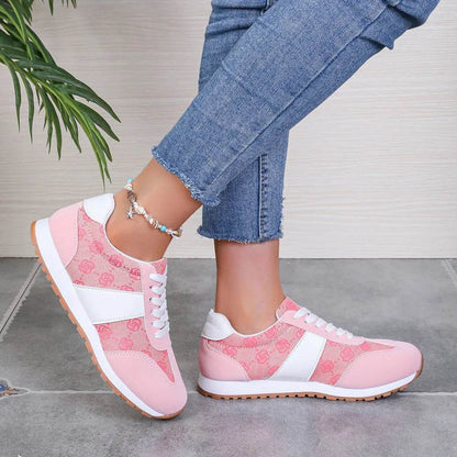 Contrast Round Toe Flat Sneakers - Tredona LLC