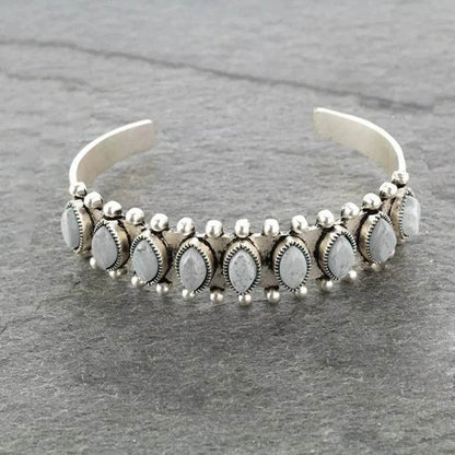 Artificial Turquoise Alloy Open Bracelet - Tredona LLC