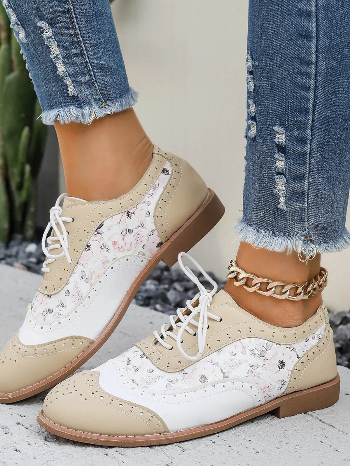 Lace-Up Detail Round Toe Sneakers - Tredona LLC