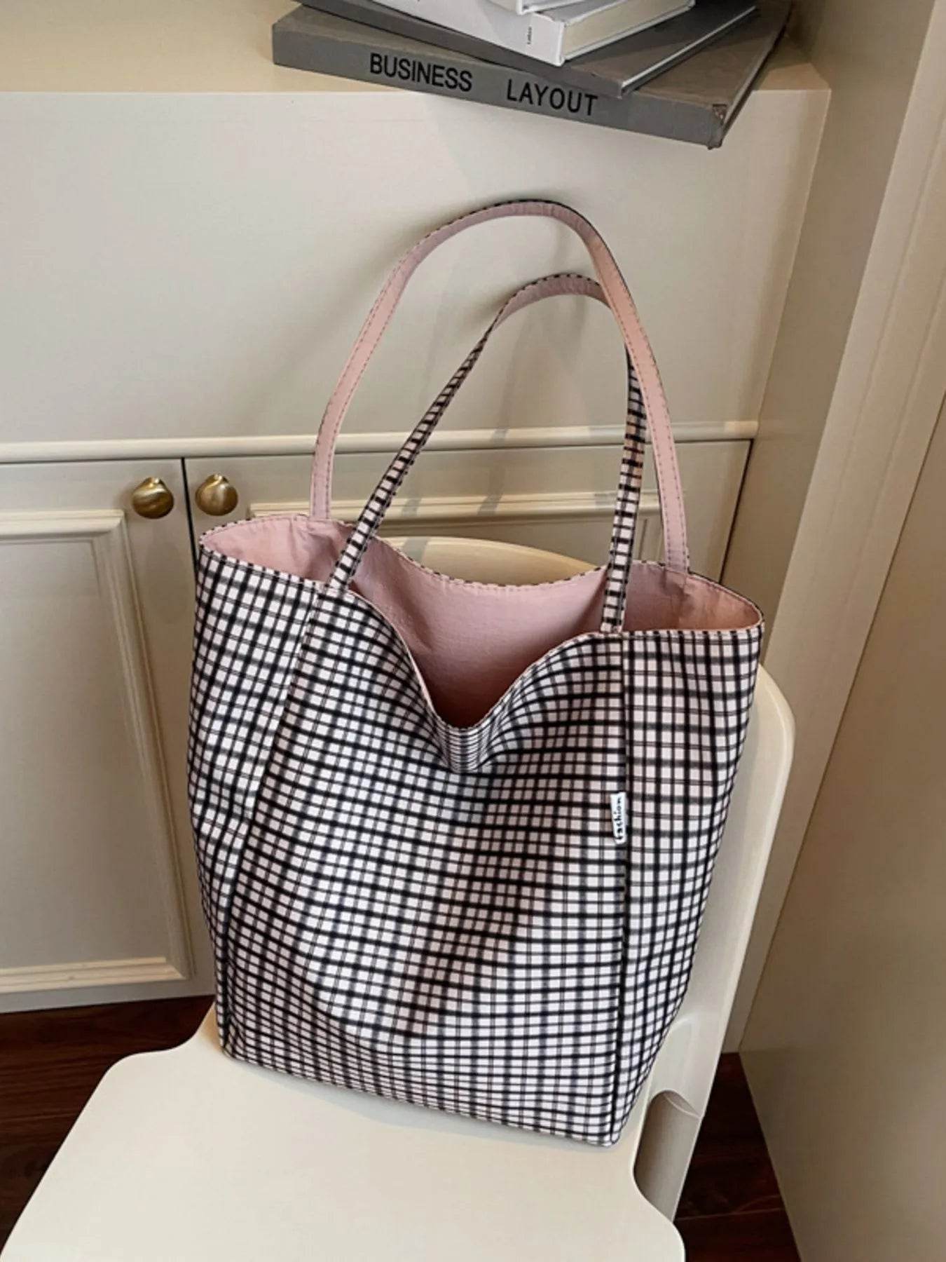 Plaid Pattern Tote Bag - Tredona LLC