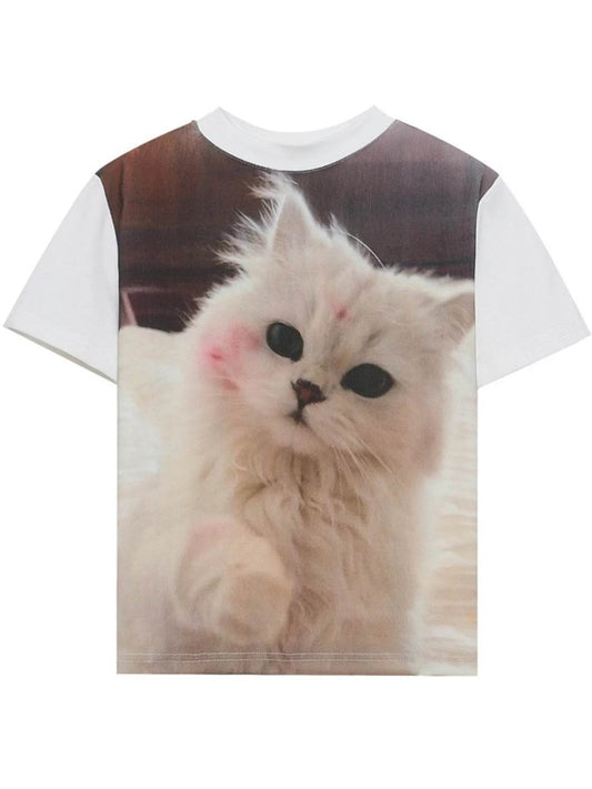 Men's Cat Round Neck Short Sleeve T-Shirt - Tredona LLC