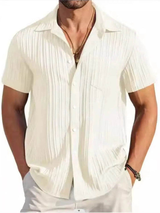 Men's Full Size Button Up Short Sleeve Shirt Plus Size - Tredona LLC